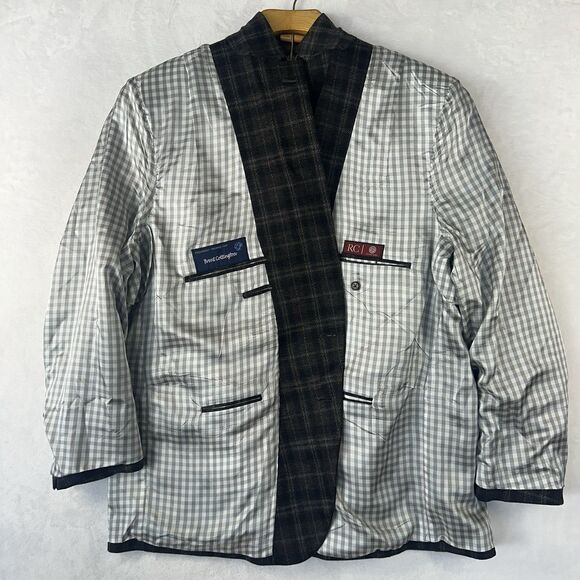 TOM JAMES RC Men's Bespoke Wool Blazer Sport Coat Suit Jacket Brown Size 50 USA - Picture 8 of 15